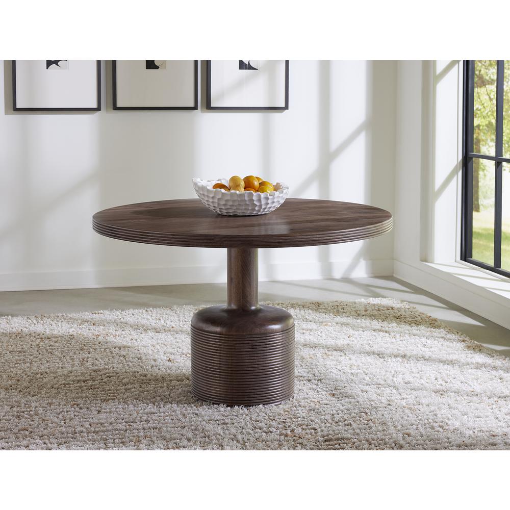 Liyana Solid Wood Round Dining Table in Natural Tan. Picture 2
