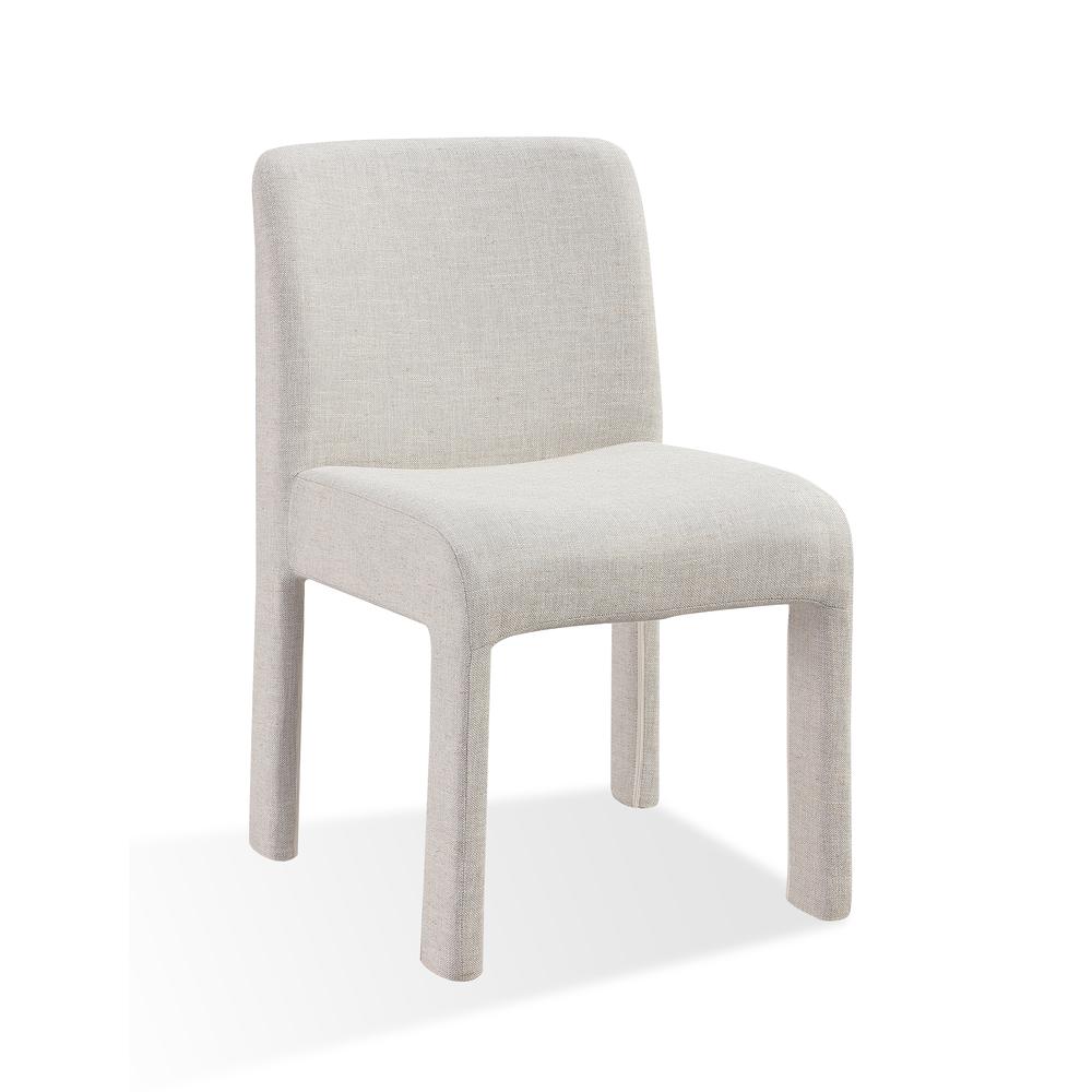 Devon Fully Upholstered Dining Chair in Turtle Dove Linen. Picture 2