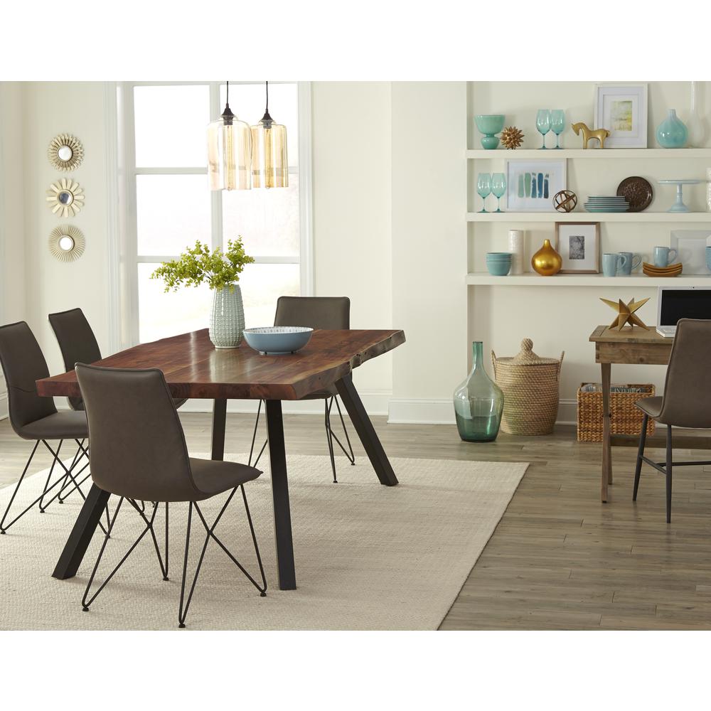 Reese Live Edge Solid Wood Metal Leg Dining Table in Natural Acacia. Picture 3