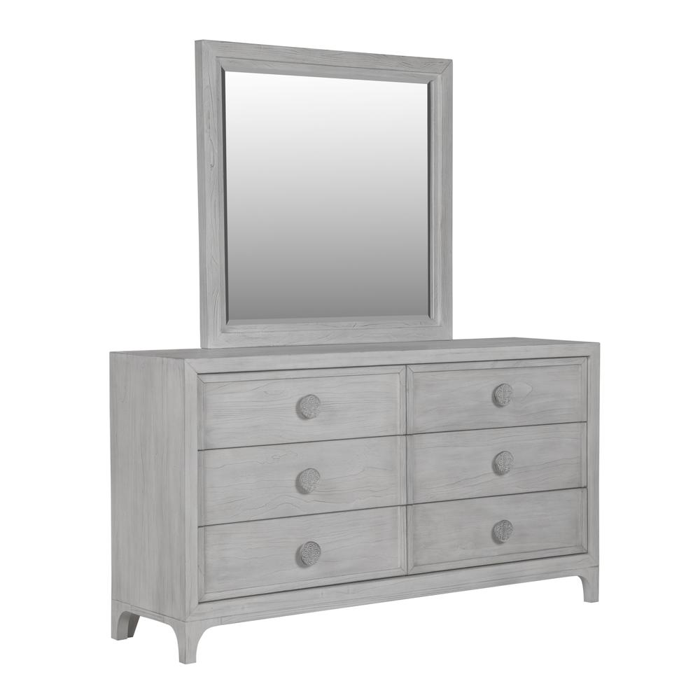 Boho Chic Six-Drawer Dresser in Washed White (2024). Picture 6