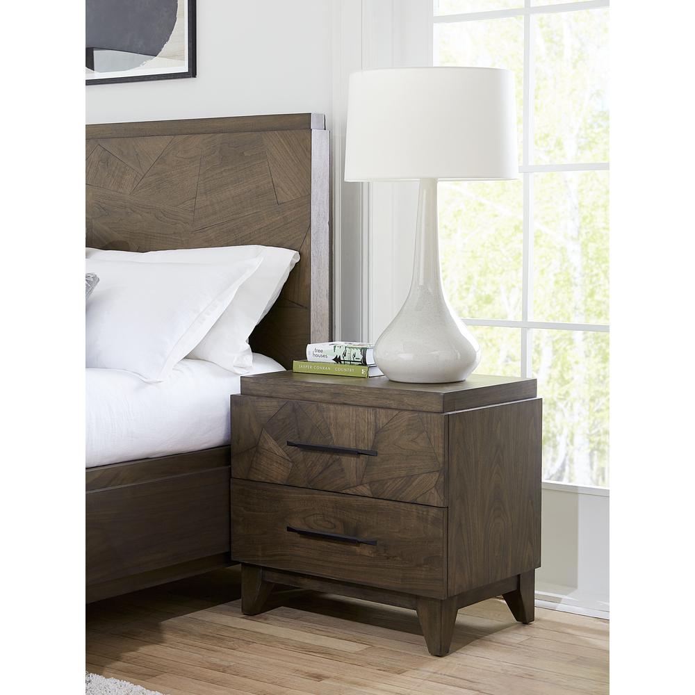 Broderick Two-Drawer Nightstand in Wild Oats Brown. Picture 1