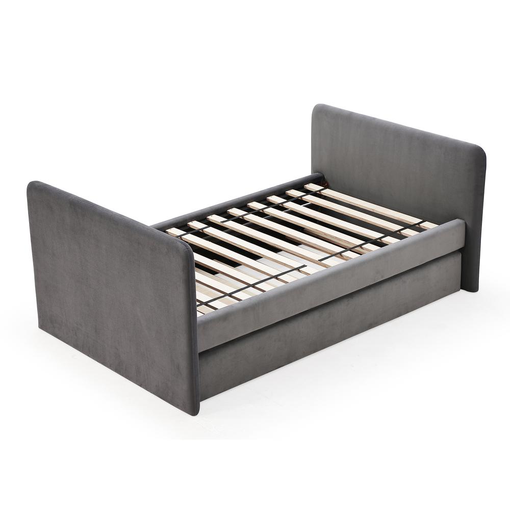 Elora Upholstered Daybed with Trundle in Charcoal Velvet. Picture 7