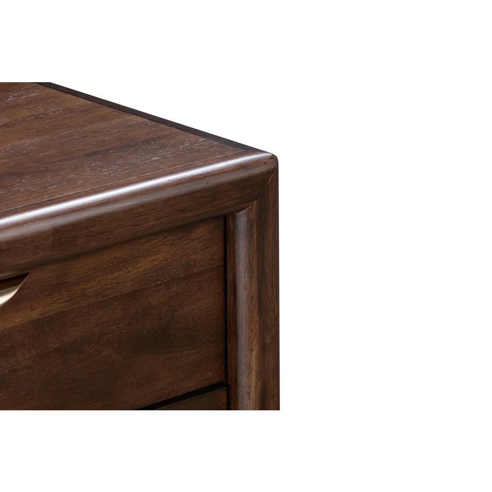 Sol Two Drawer USB-Charging Nightstand in Brown Spice. Picture 6