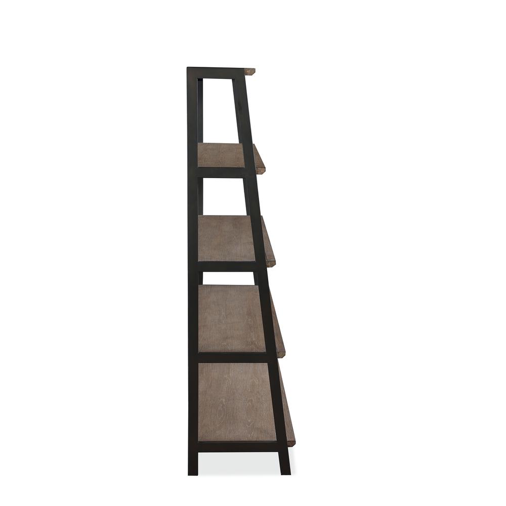 Finch Wood and Metal Etagere Bookcase in Buckwheat and Antique Bronze. Picture 4