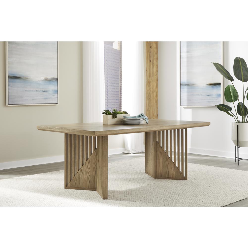 Sumner Double Pedestal Oak Dining Table in Natural. Picture 1
