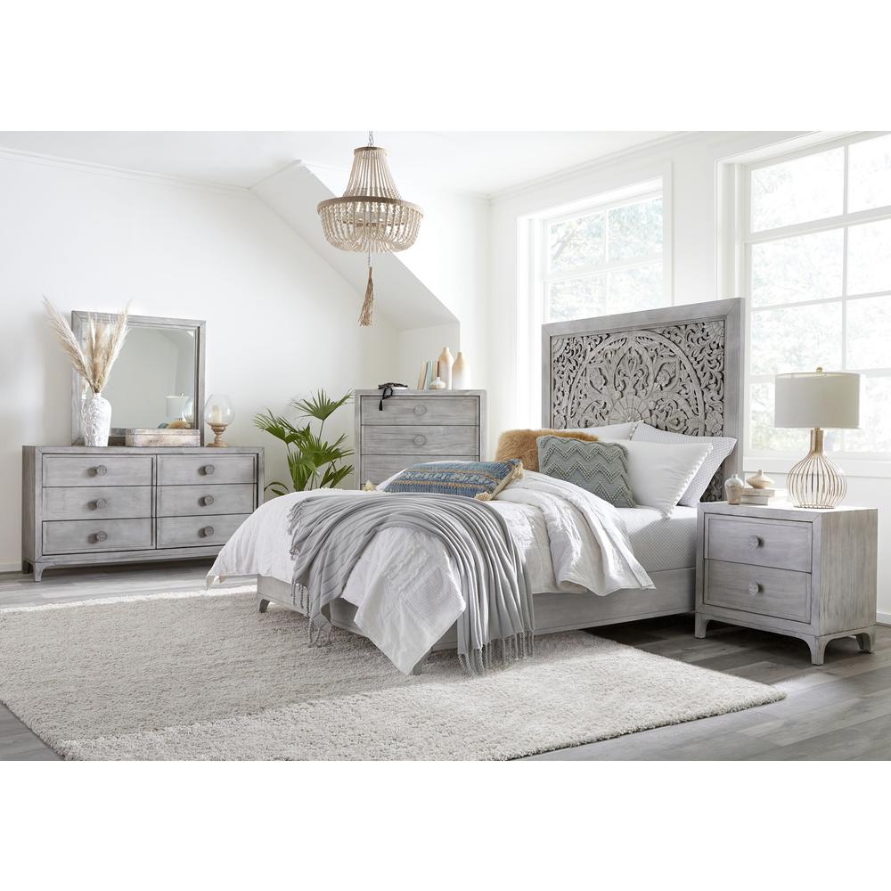 Boho Chic Six-Drawer Dresser in Washed White (2024). Picture 3