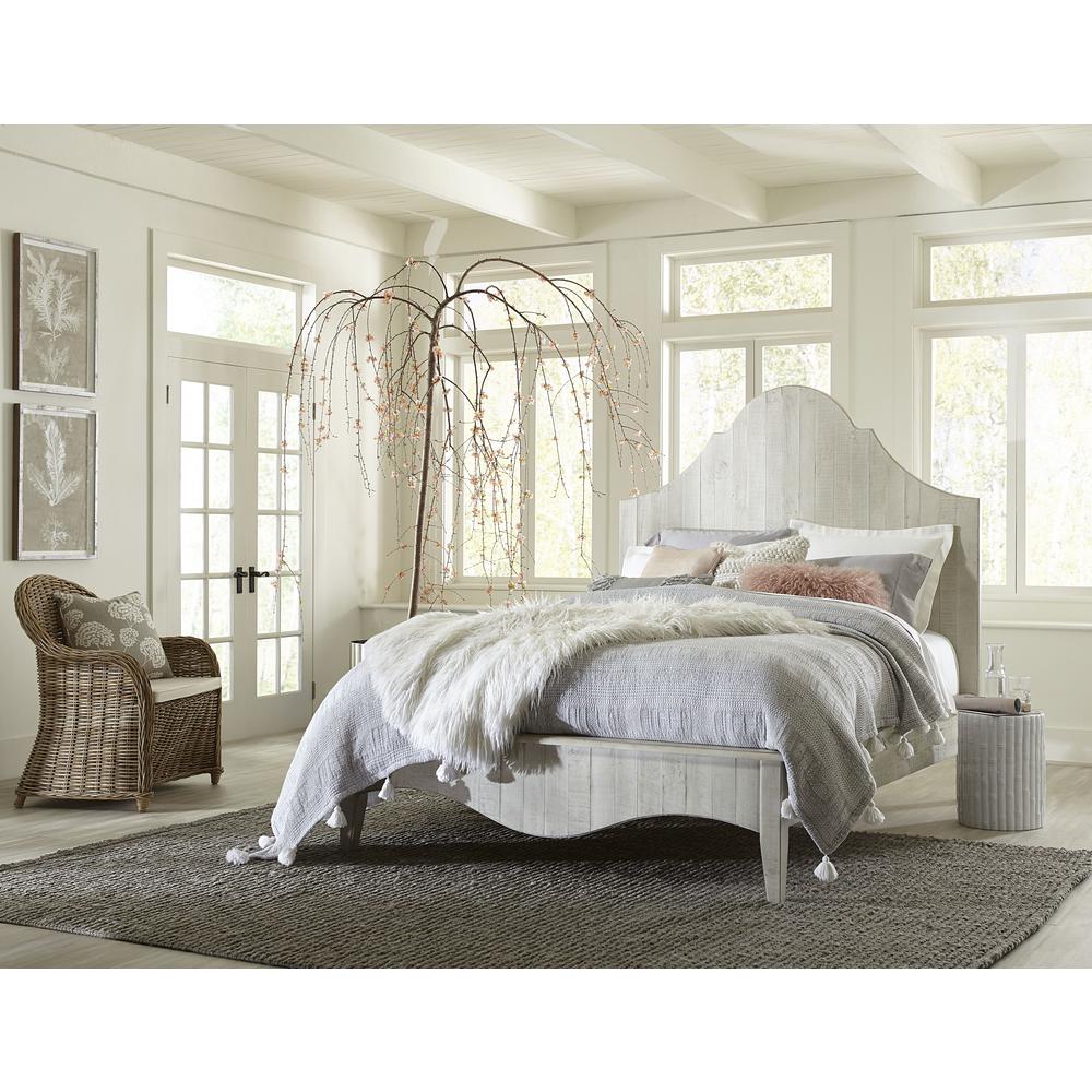Ella Solid Wood Scroll Bed in White Wash. Picture 1