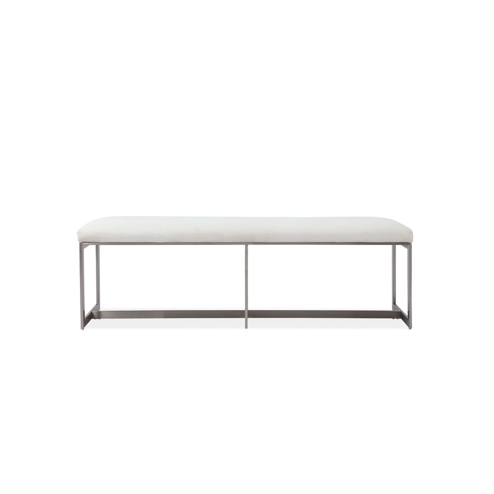 Eliza Upholstered Dining Bench in Pearl and Brushed Stainless Steel. Picture 4