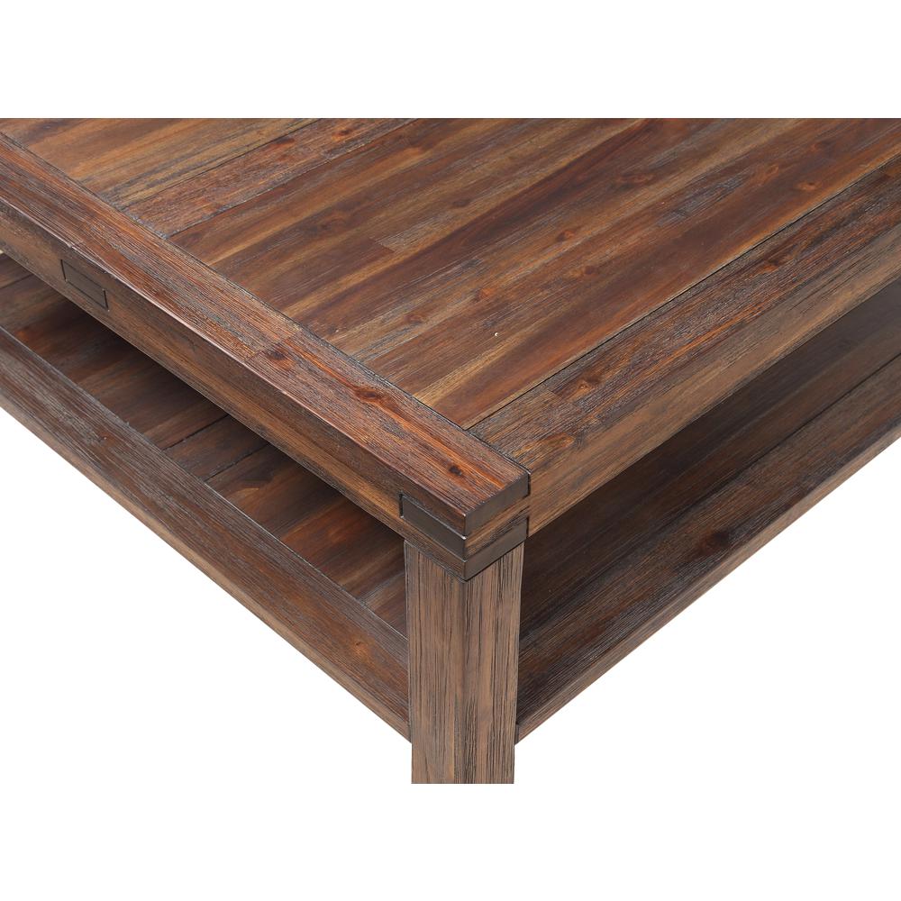 Meadow Solid Wood Square Coffee Table in Brick Brown. Picture 5