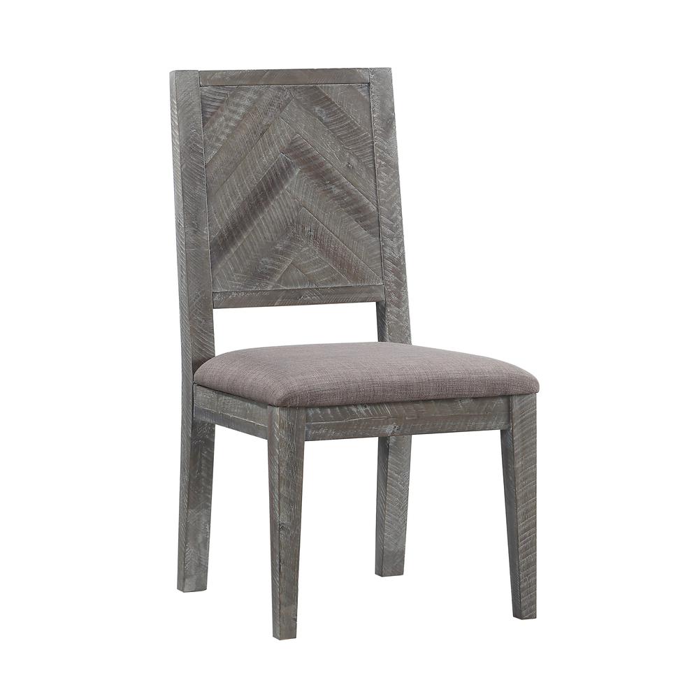 Herringbone Solid Wood Upholstered Dining Chair in Rustic Latte. Picture 2