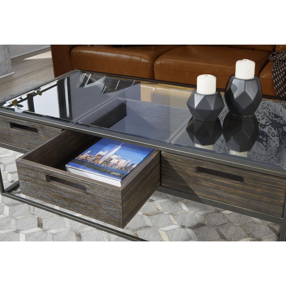 Bradley Three-Drawer Coffee Table in Double Fudge. Picture 4