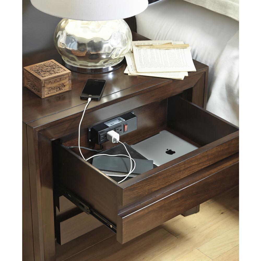 Element Charging Station Nightstand in Chocolate Brown. Picture 4
