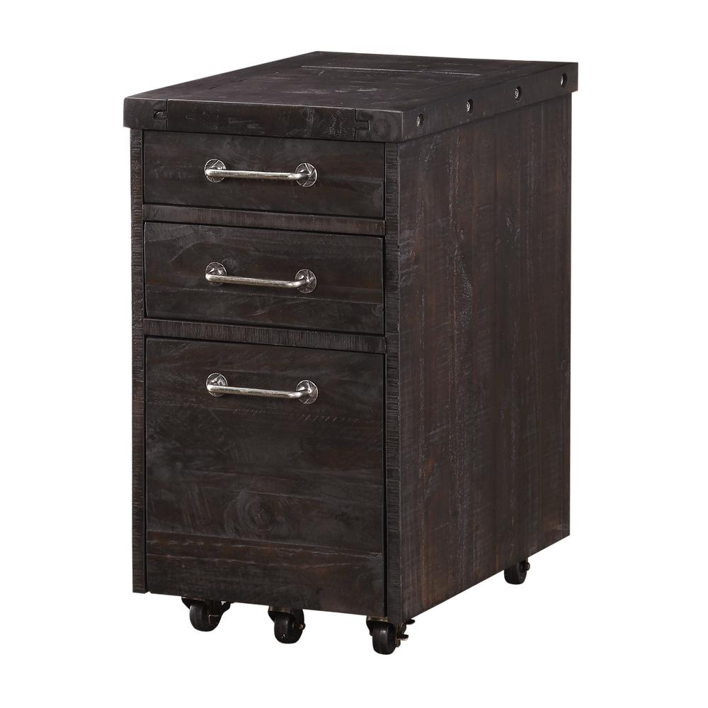 Yosemite Solid Wood Rollling File Cabinet in Cafe. Picture 4