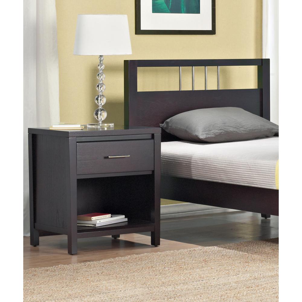Nevis One Drawer Nightstand in Espresso. Picture 8