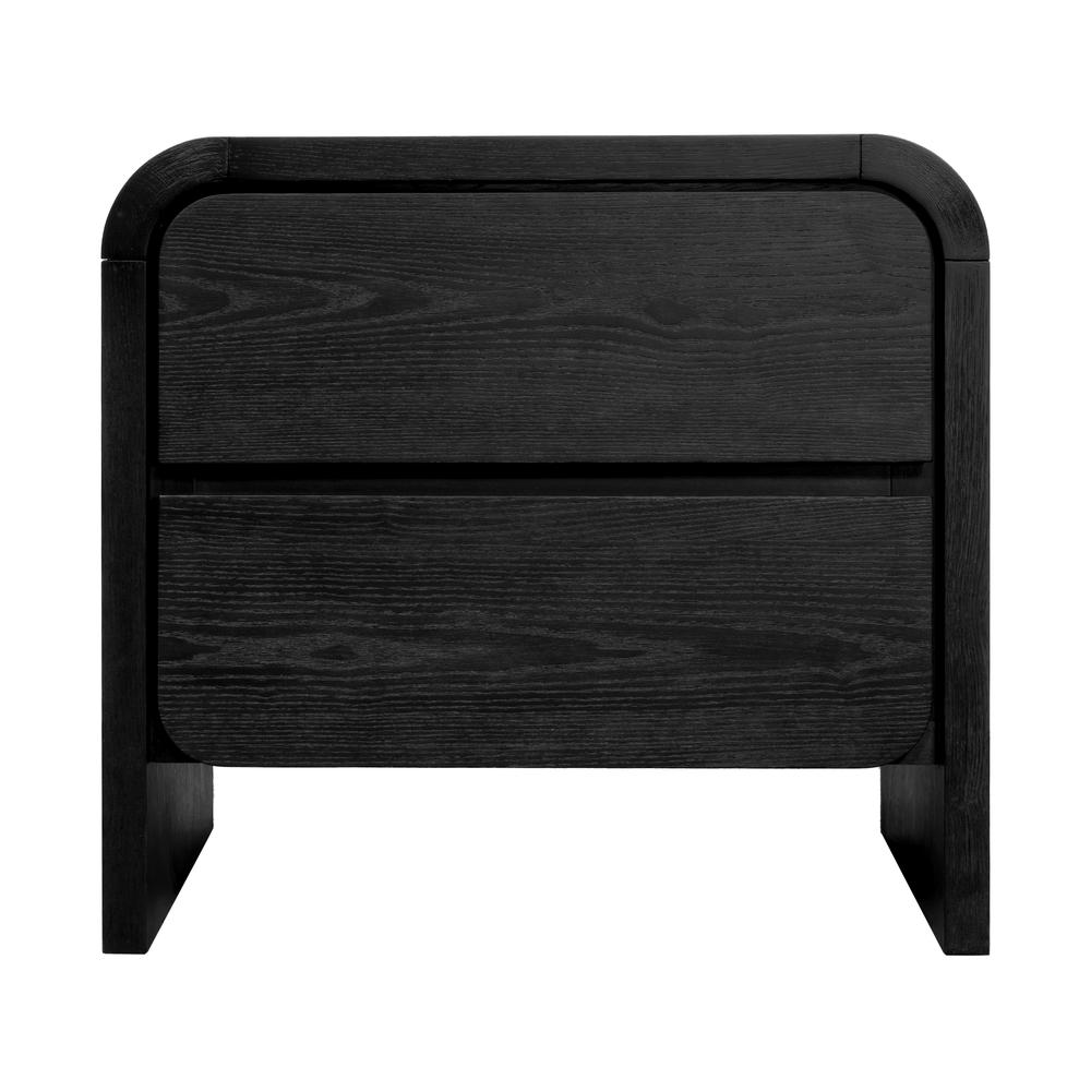Elora Two Drawer Nightstand in Jet Black Ash. Picture 2