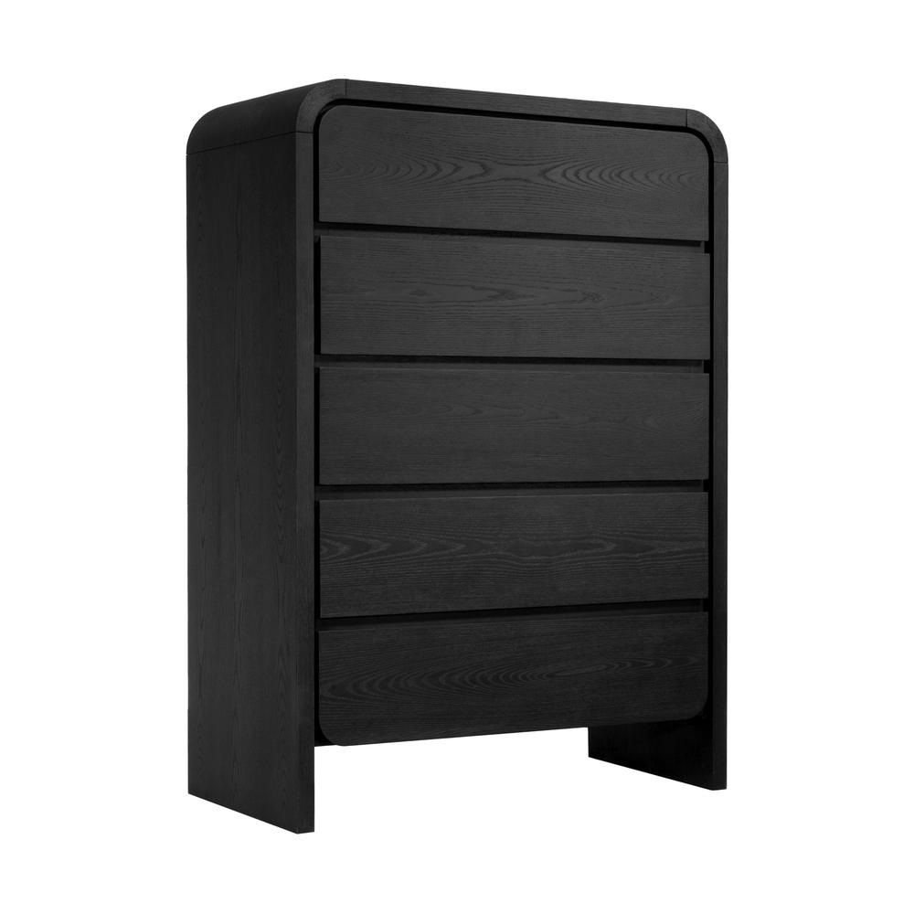 Elora Five Drawer Chest in Jet Black Ash. Picture 3