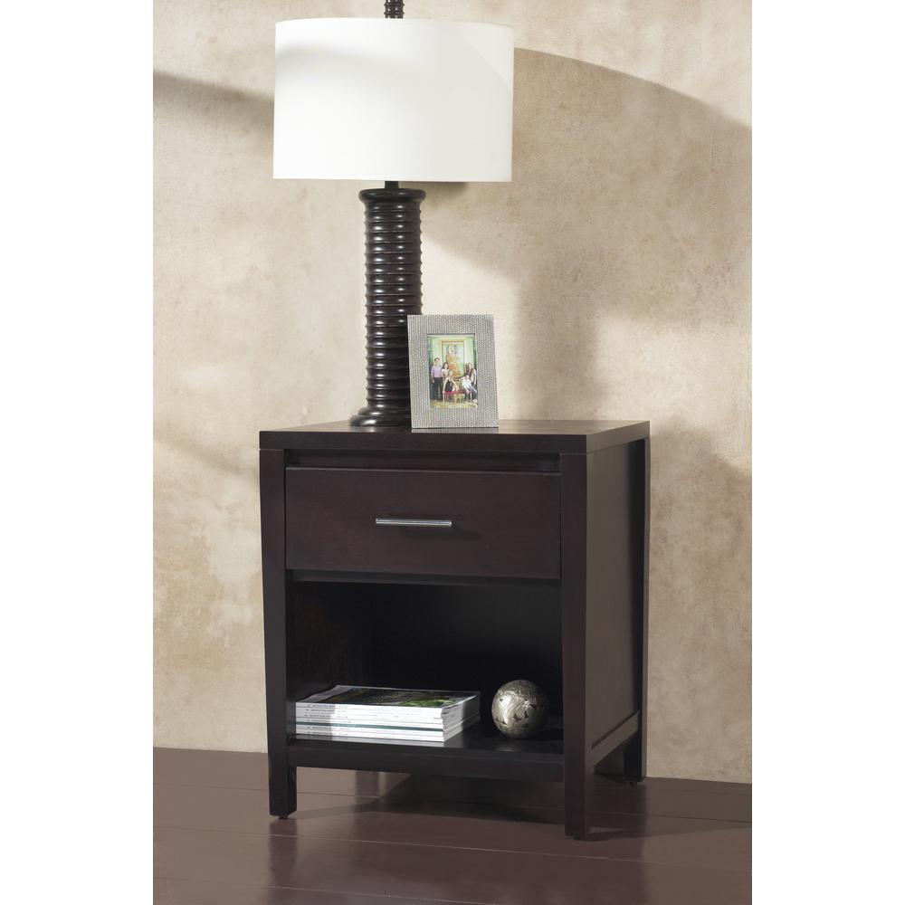 Nevis One Drawer Nightstand in Espresso. Picture 7