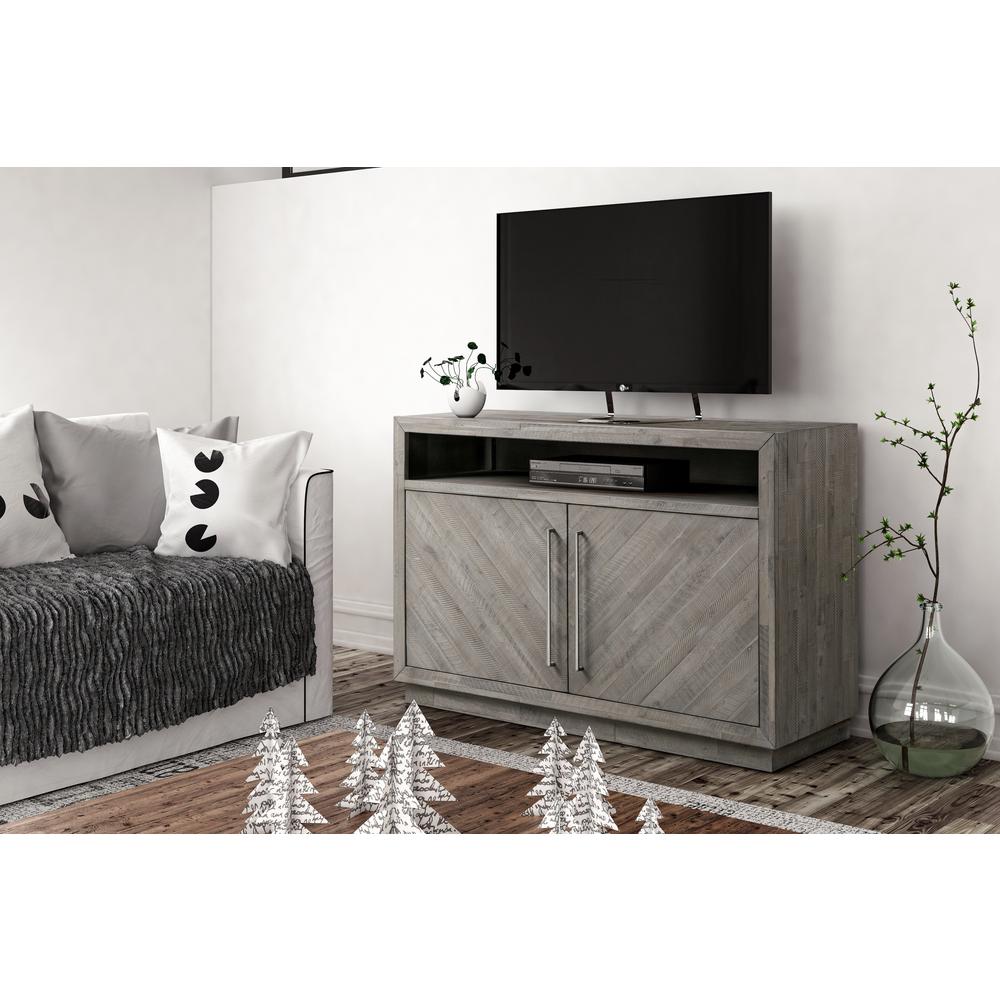 Alexandra Solid Wood 54 inch Media Console in Rustic Latte. Picture 1