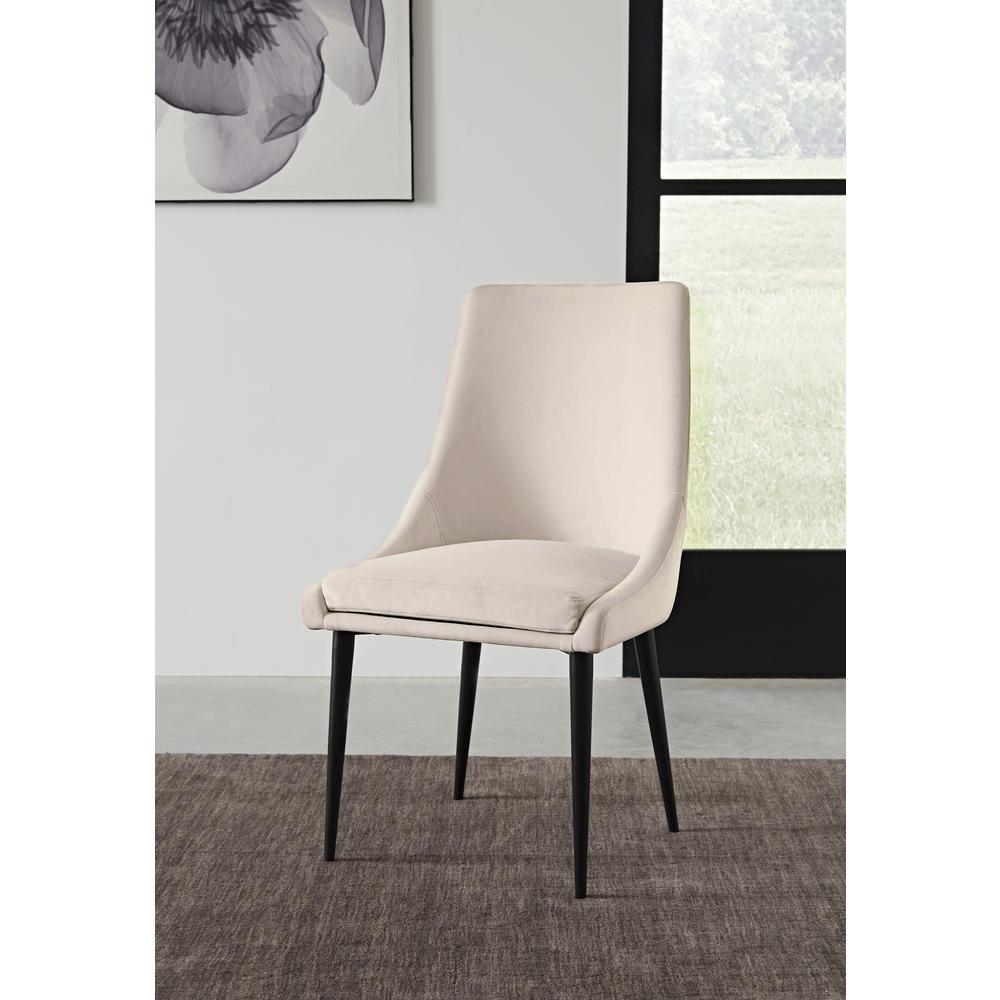 Winston Upholstered Metal Leg Dining Chair in Cream and Black. Picture 1