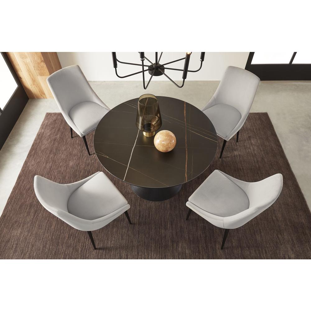 Winston Stone Top Metal Base Round Dining Table in Black. Picture 3