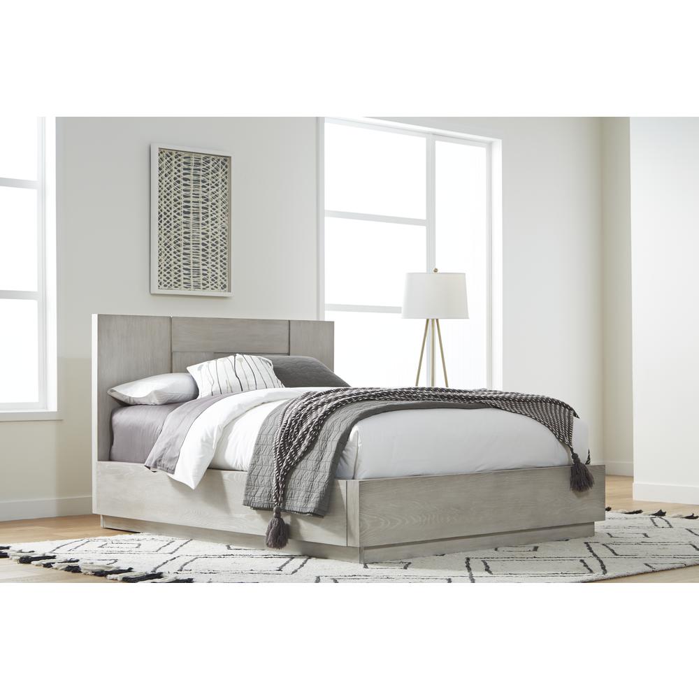 Destination Wood Panel Bed in Cotton Grey. Picture 1