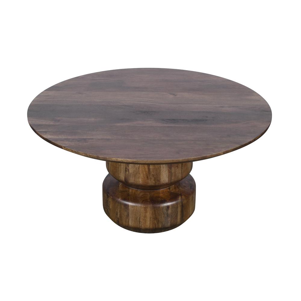 Virton Solid Wood Round Coffee Table in Smoked Brown. Picture 3