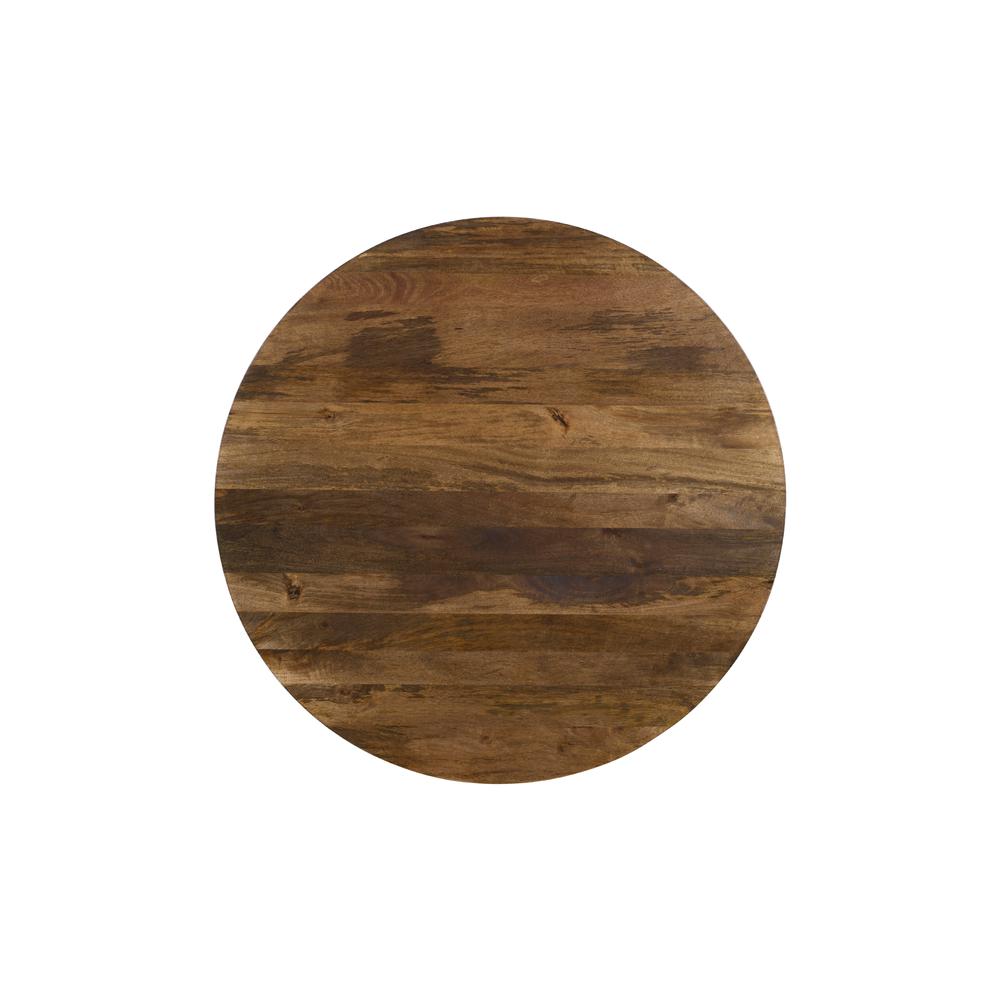 Virton Solid Wood Round Coffee Table in Smoked Brown. Picture 4