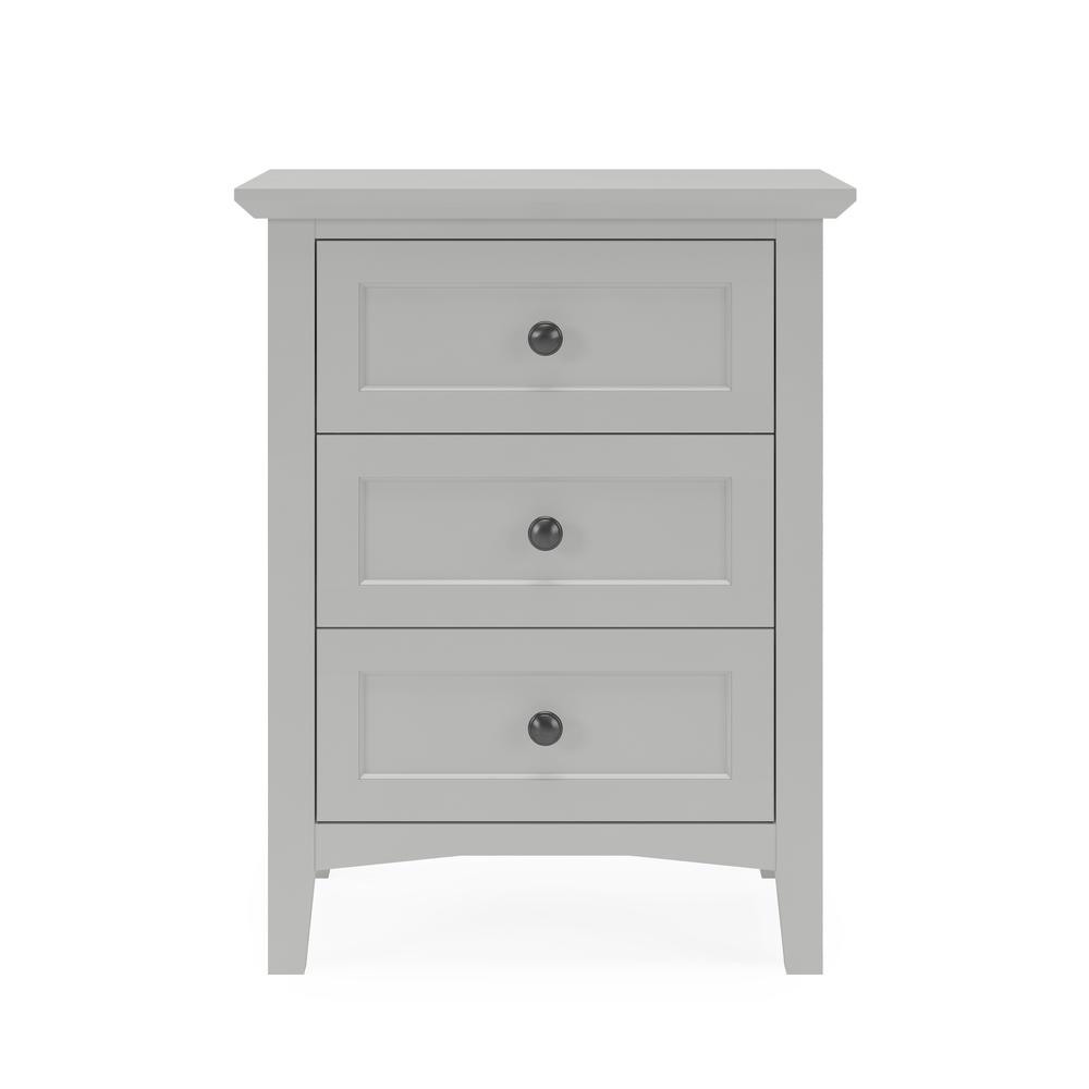 Grace Three Drawer Nightstand in Elephant Grey. Picture 2