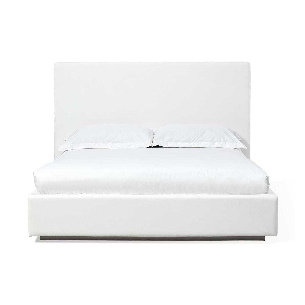 One Upholstered Platform Bed in Pearl. Picture 6