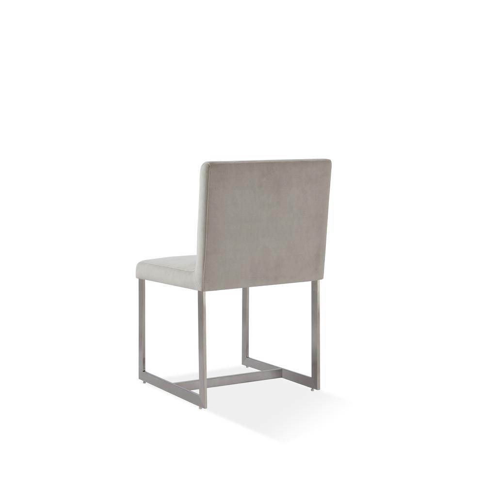 Eliza Upholstered Dining Chair in Dove and Brushed Stainless Steel. Picture 6