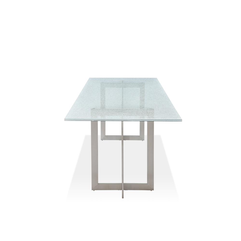 Eliza Cracked Glass Dining Table in Brushed Stainless Steel. Picture 7