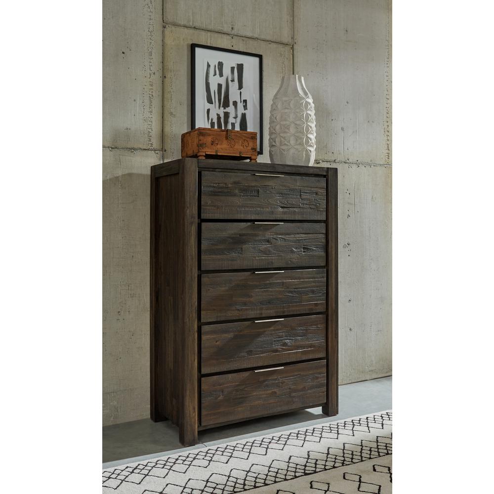 Savanna Five Drawer Solid Wood Chest in Coffee Bean (2024). Picture 1