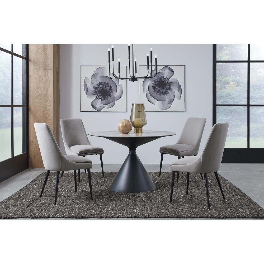 Winston Stone Top Metal Base Round Dining Table in Grigio. Picture 4