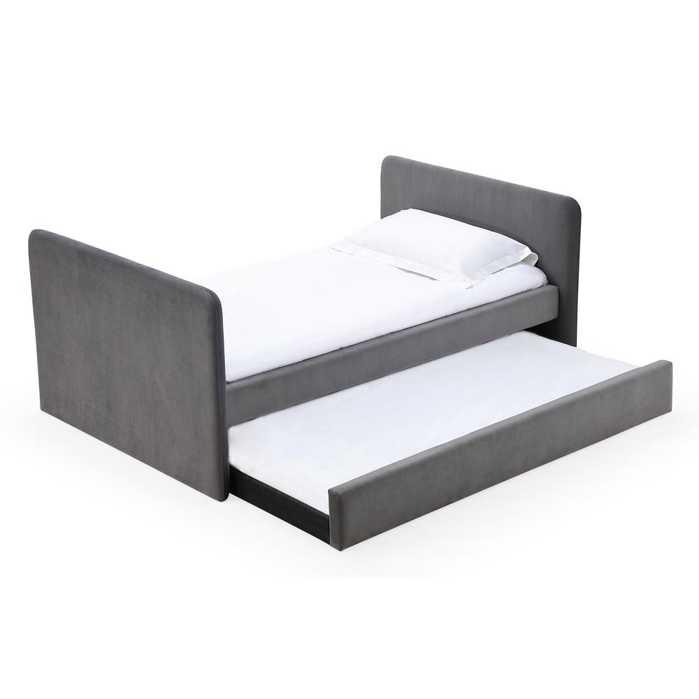 Elora Upholstered Daybed with Trundle in Charcoal Velvet. Picture 4