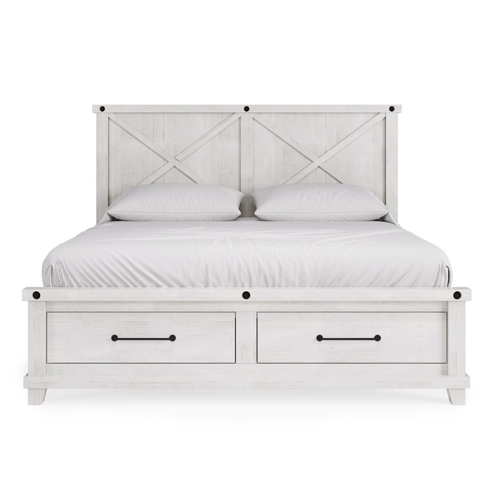 Yosemite Solid Wood Footboard Storage Bed in Rustic White. Picture 4