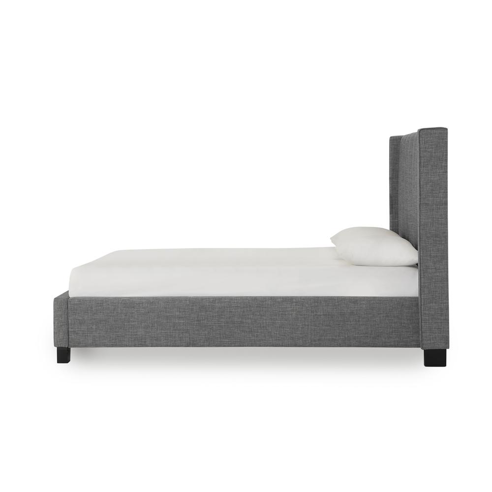 Palermo Upholstered Wingback Platform Bed in Dark Stone. Picture 4