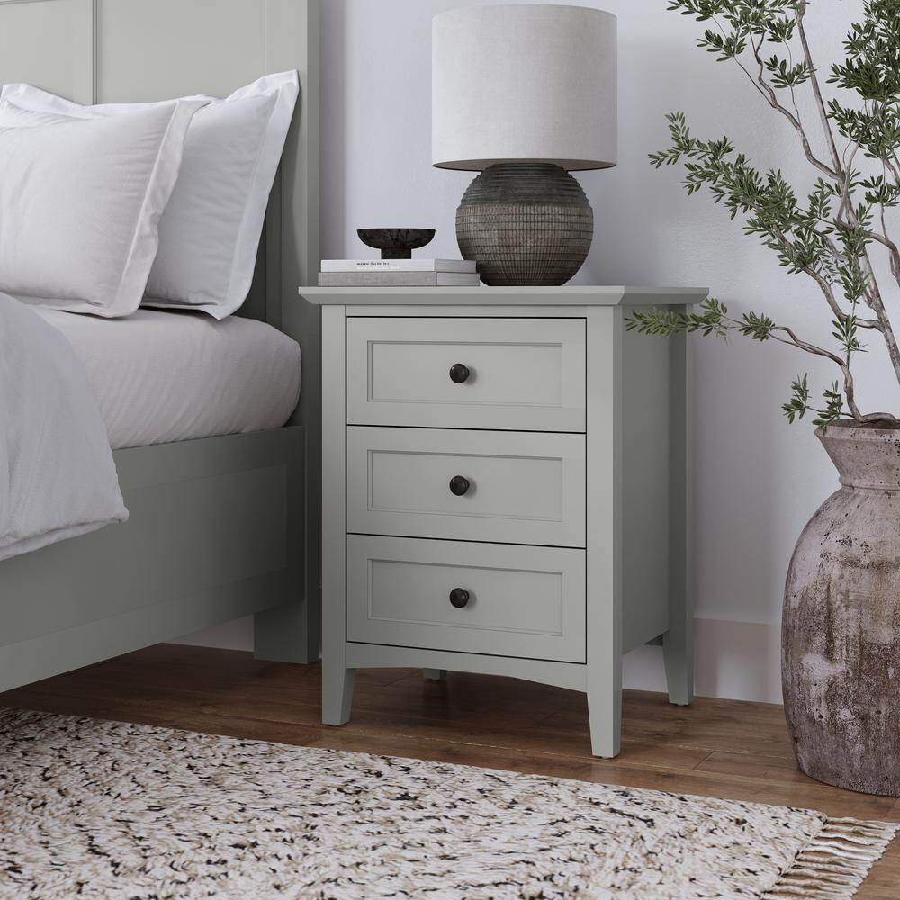 Grace Three Drawer Nightstand in Elephant Grey. Picture 1