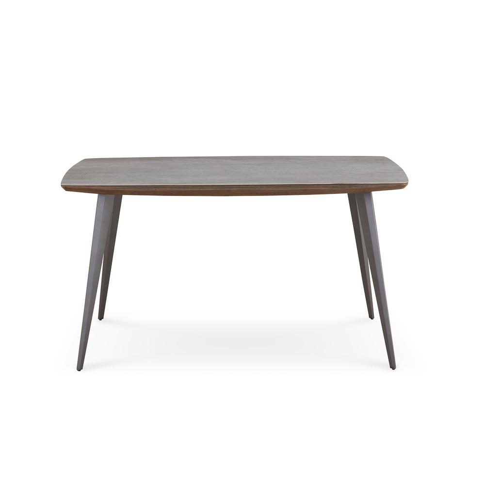 Tiago Wood Frame Dining Table in Gray Stone and Black Metal. Picture 4