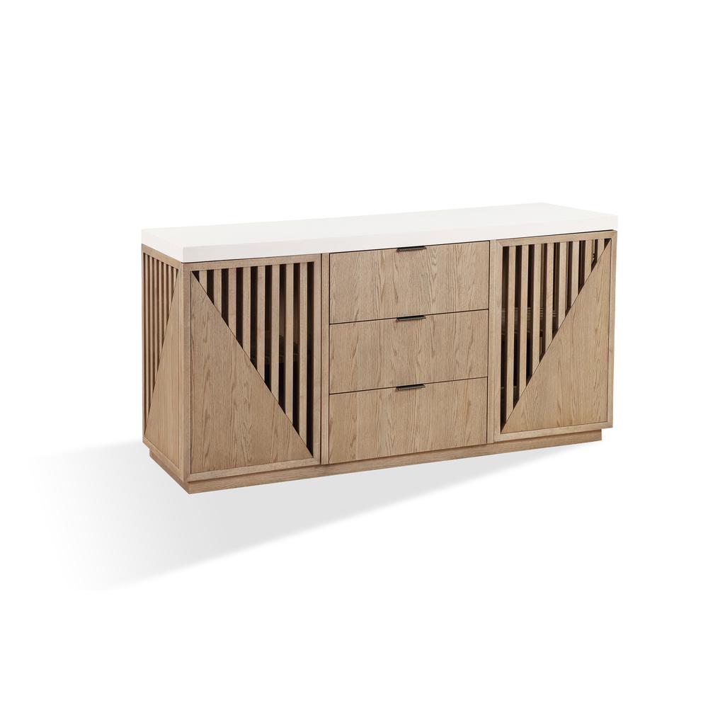 Sumner Three Drawer Two Door Sideboard in Natural. Picture 4