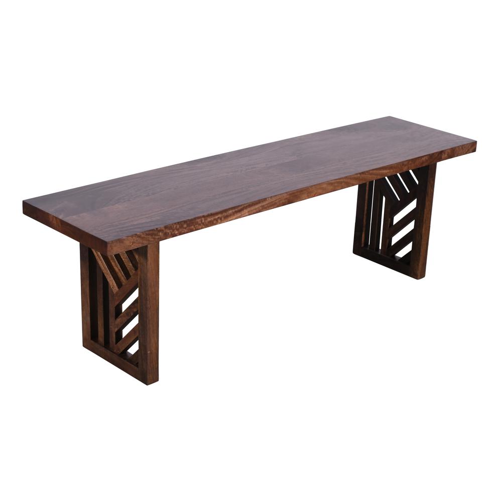 Fevano Solid Wood Dining Bench in Smoked Brown. Picture 3