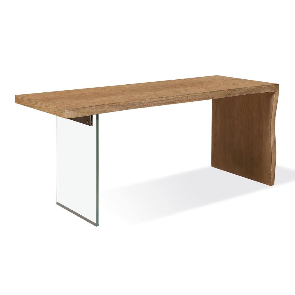 One Modern Coastal Writing Desk  in White Oak and Glass. Picture 2