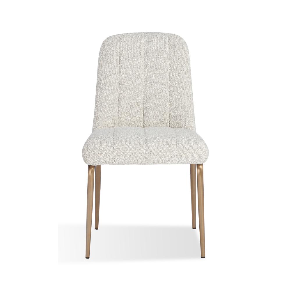 Apollo Upholstered Dining Chair in Ricotta Boucle and Brushed Bronze Metal. Picture 5