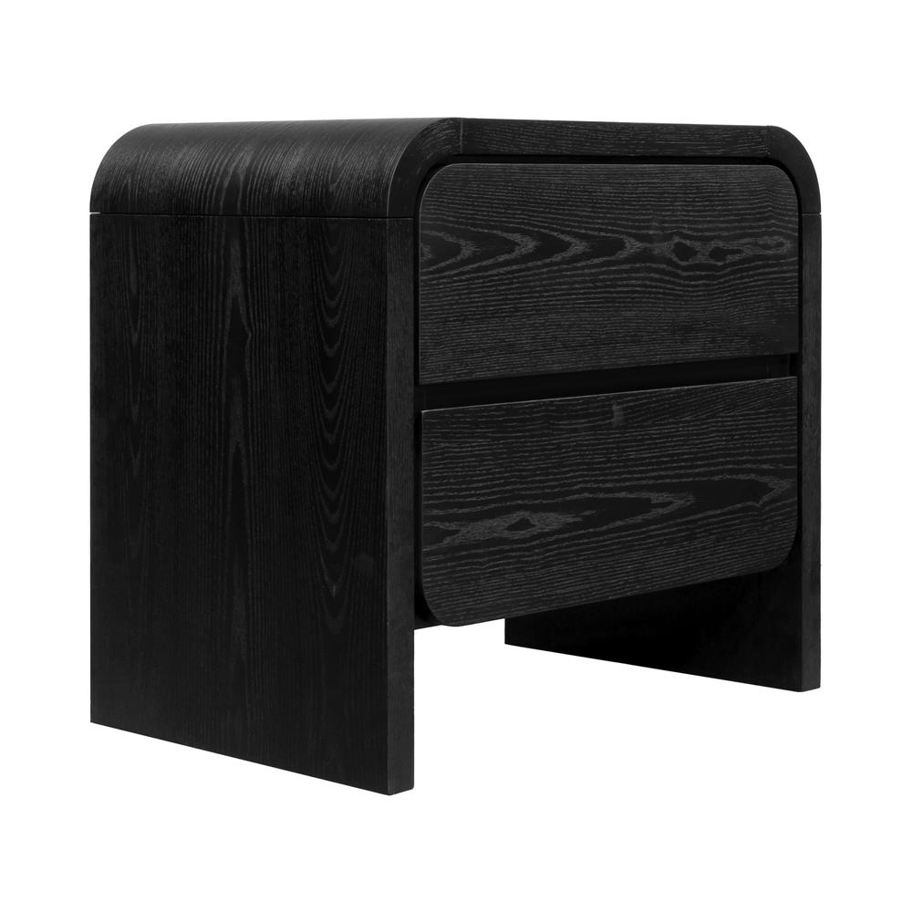 Elora Two Drawer Nightstand in Jet Black Ash. Picture 4