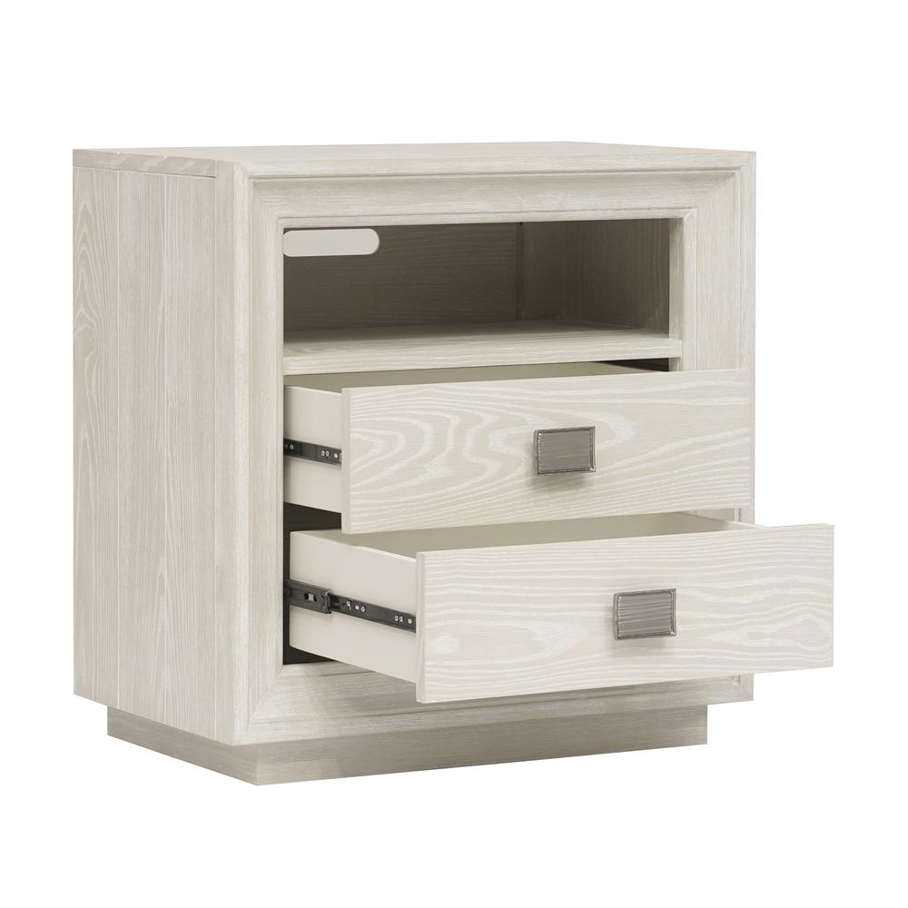 Maxime Two Drawer USB-Charging Nightstand in Ash. Picture 6