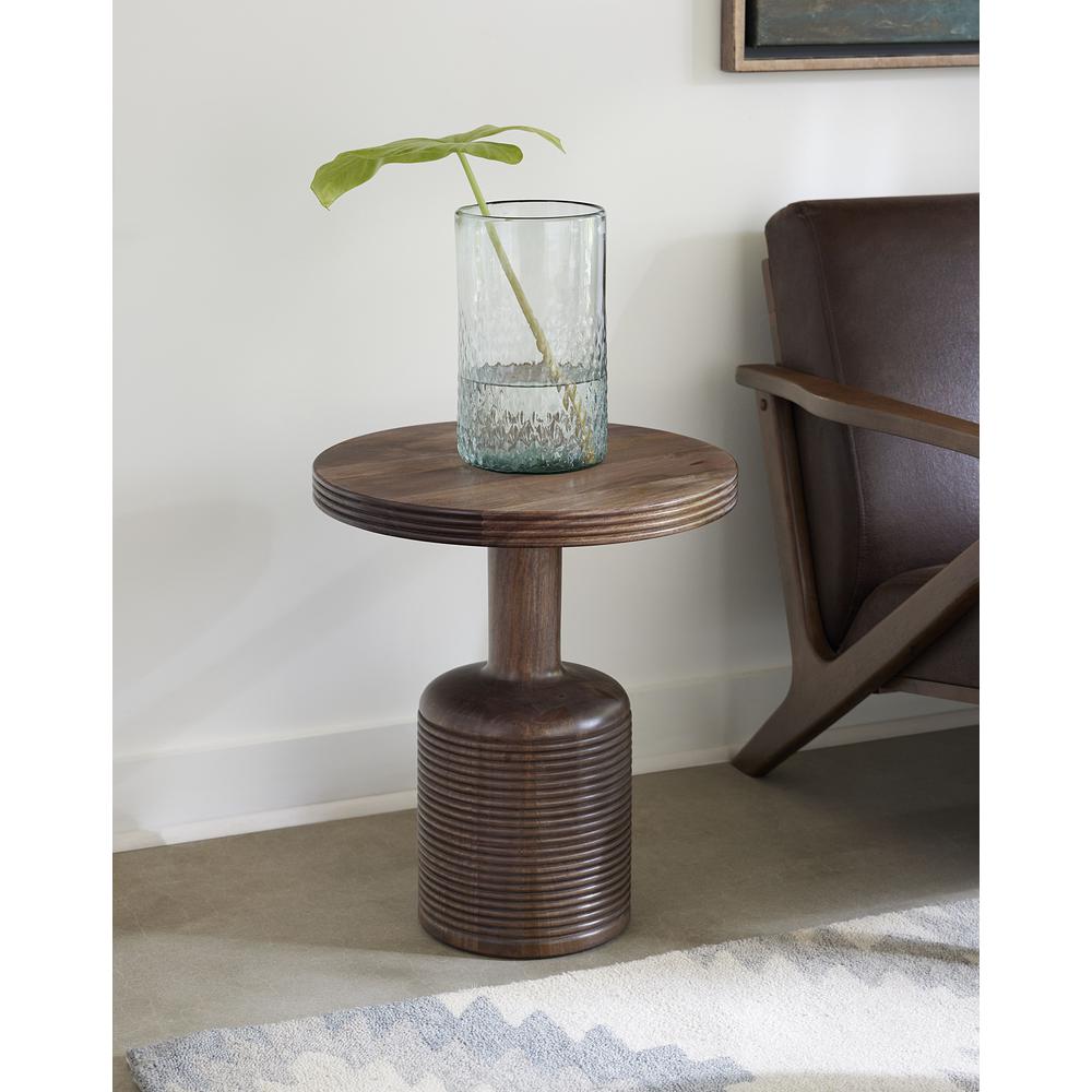 Liyana Solid Wood Round End Table in Natural Tan. Picture 1