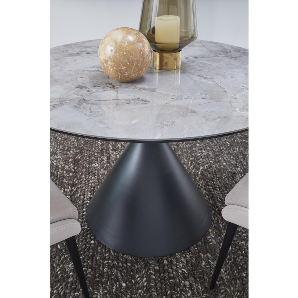 Winston Stone Top Metal Base Round Dining Table in Grigio. Picture 2