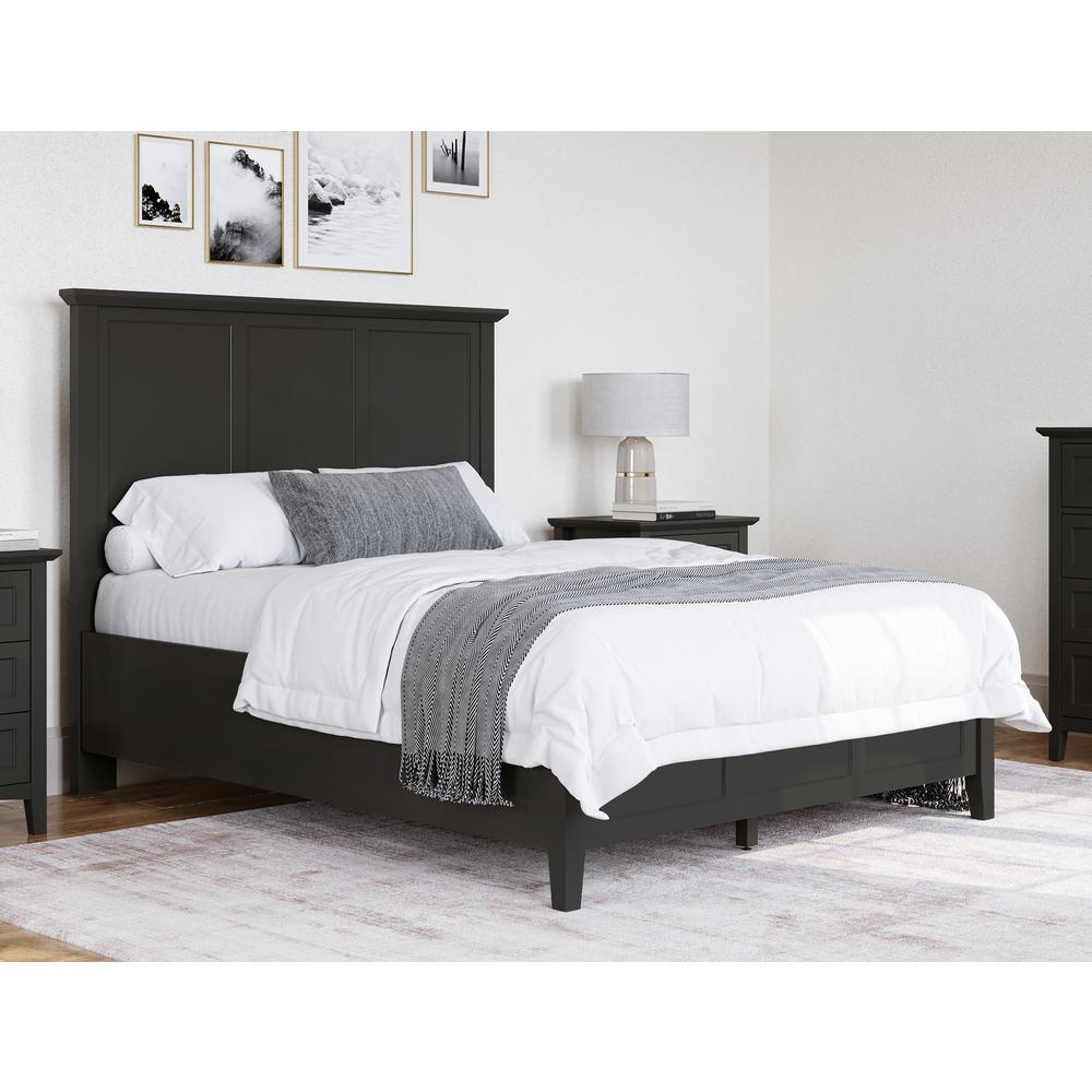 Grace Three Panel Bed in Raven Black. Picture 1