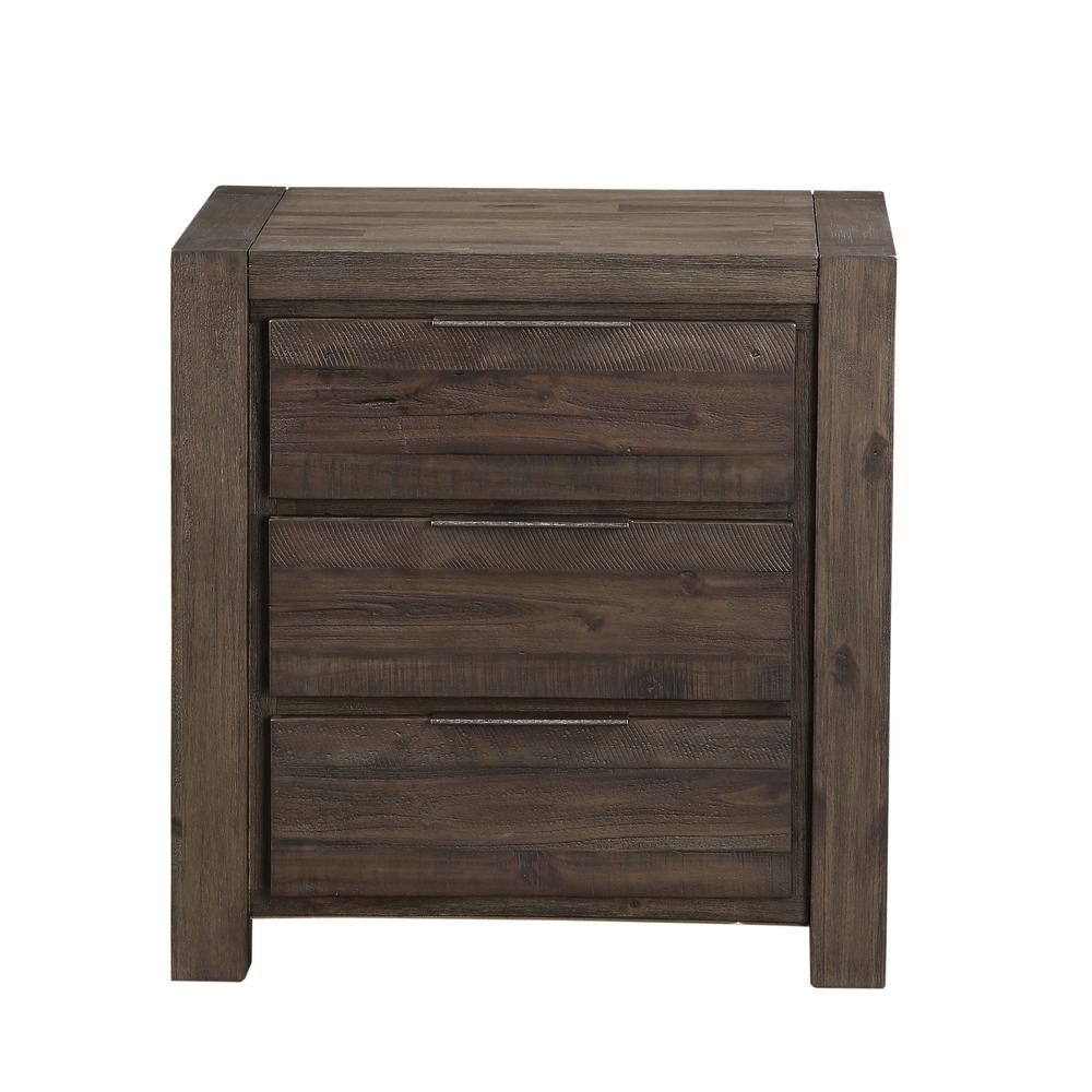 Savanna Three Drawer Solid Wood Nightstand in Coffee Bean. Picture 5