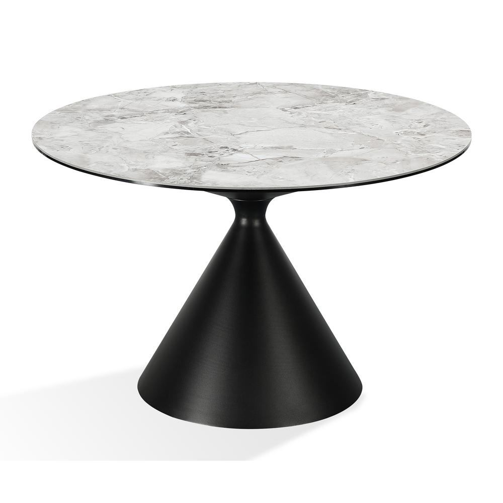 Winston Stone Top Metal Base Round Dining Table in Grigio. Picture 5