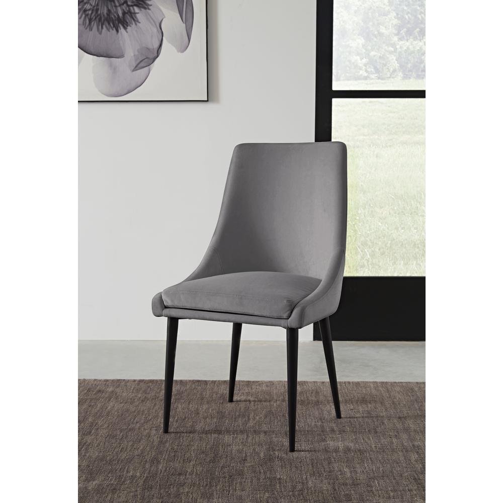 Winston Upholstered Metal Leg Dining Chair in Goose and Black. Picture 1